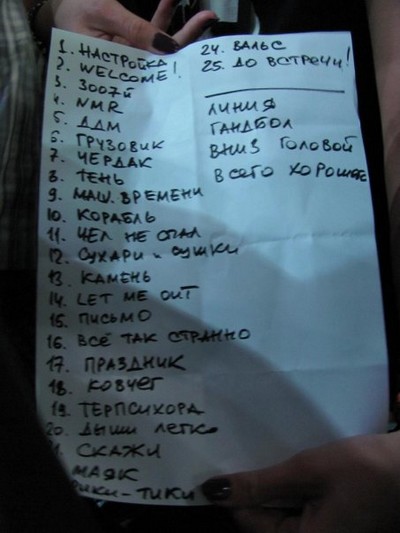 Сетлист концерта Сплин в Нижнем Новгороде 28.05.2010